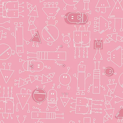 Benartex Robo Boogie Pink Dance Party Fabric ONLINE PURCHASE ONLY