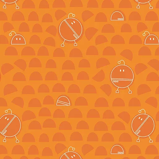 Benartex Robo Boogie Tangerine Round Fabric ONLINE PURCHASE ONLY
