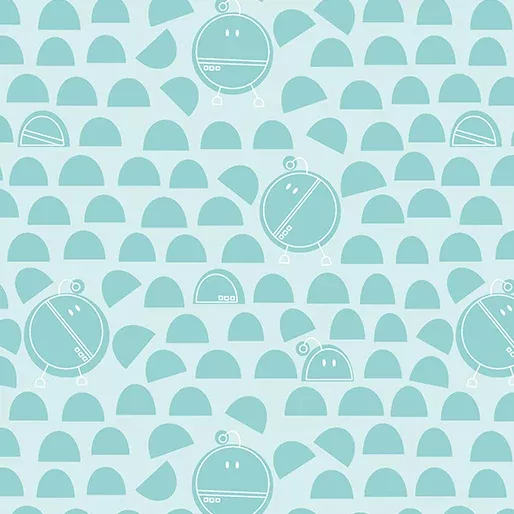 Benartex Robo Boogie Turquoise Round Fabric ONLINE PURCHASE ONLY