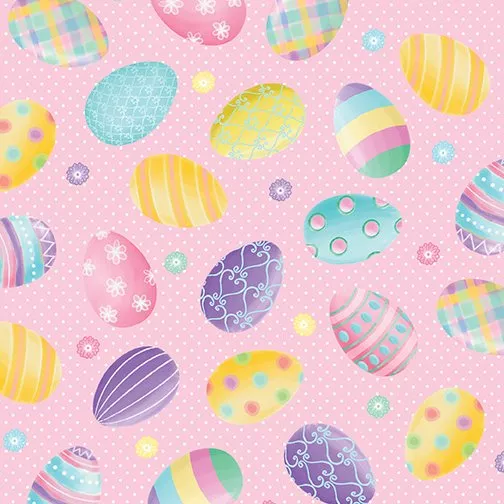 Benartex Spring Garden Gnomes 12629-21 Easter Eggs Pink