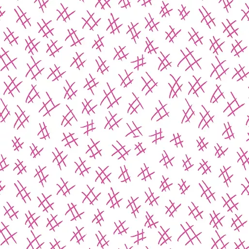Benartex Stitchy Hashtag Fuchsia Fabric ONLINE PURCHASE ONLY