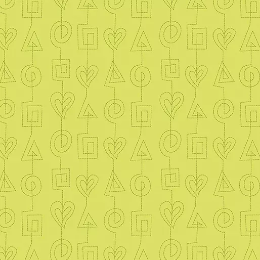 Benartex Stitchy Stitches Lime Fabric ONLINE PURCHASE ONLY