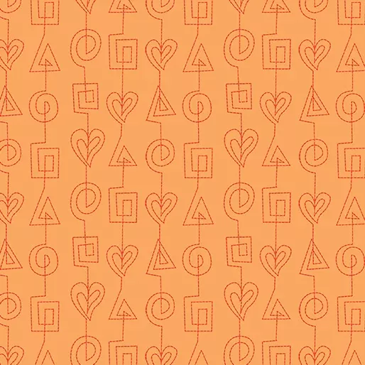 Benartex Stitchy Stitches Orange Fabric ONLINE PURCHASE ONLY