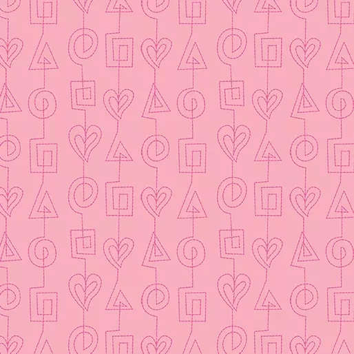 Benartex Stitchy Stitches Pink Fabric ONLINE PURCHASE ONLY
