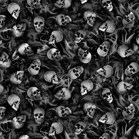 Black Wicked Tossed Skulls Cuddle Minky PD8642-BLACK Timeless Treasures 60 inch wide .