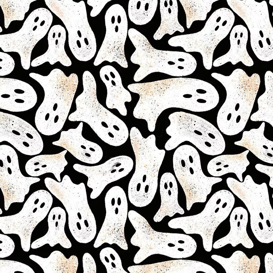 Blank Ghostly Greetings Ghosts Black 1 Yard Cut