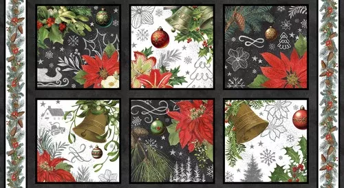 Blank Quilting Be Merry And Shine Christmas Blocks Charcoal Panel #114