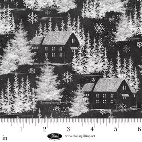 Blank Quilting Be Merry And Shine Winter Village Charcoal Fabric