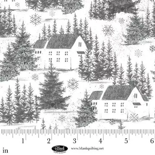 Blank Quilting Be Merry And Shine Winter Village White Fabric