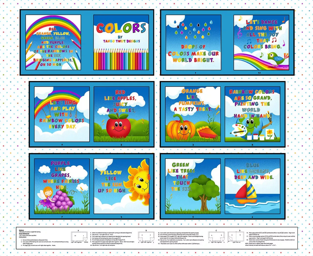 Blank Quilting Storytime Colors Blue Book Panel #42