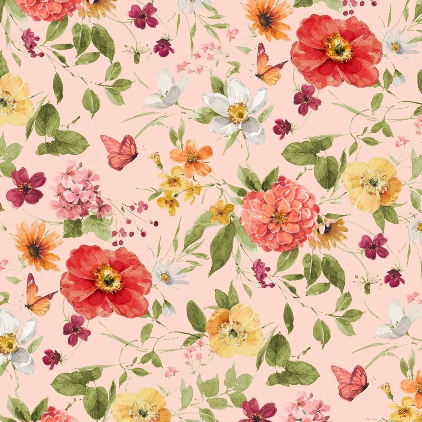Blessed by Nature - Wilmington Prints - Peach Med Floral - 17810-873