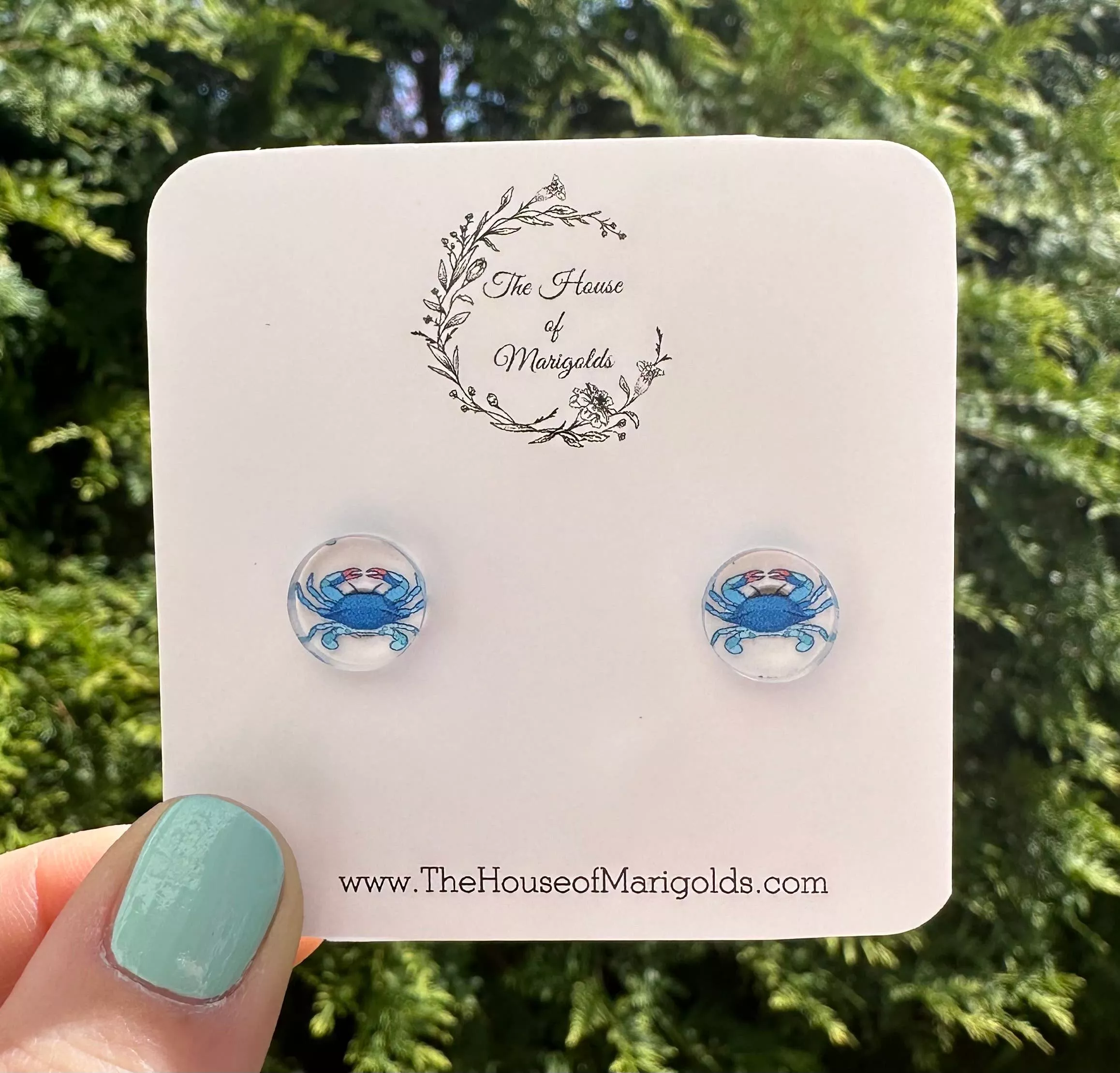 Blue Crab Studs, Maryland Earrings, Chesapeake Bay Studs