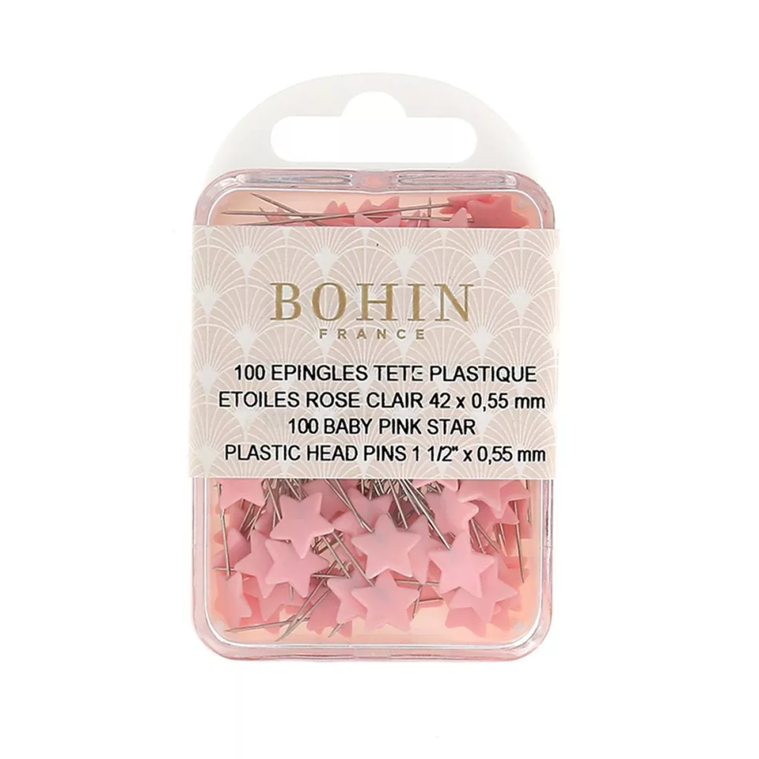 BOHIN | 1.5" Light Pink Star Plastic Head Pins - 100 count