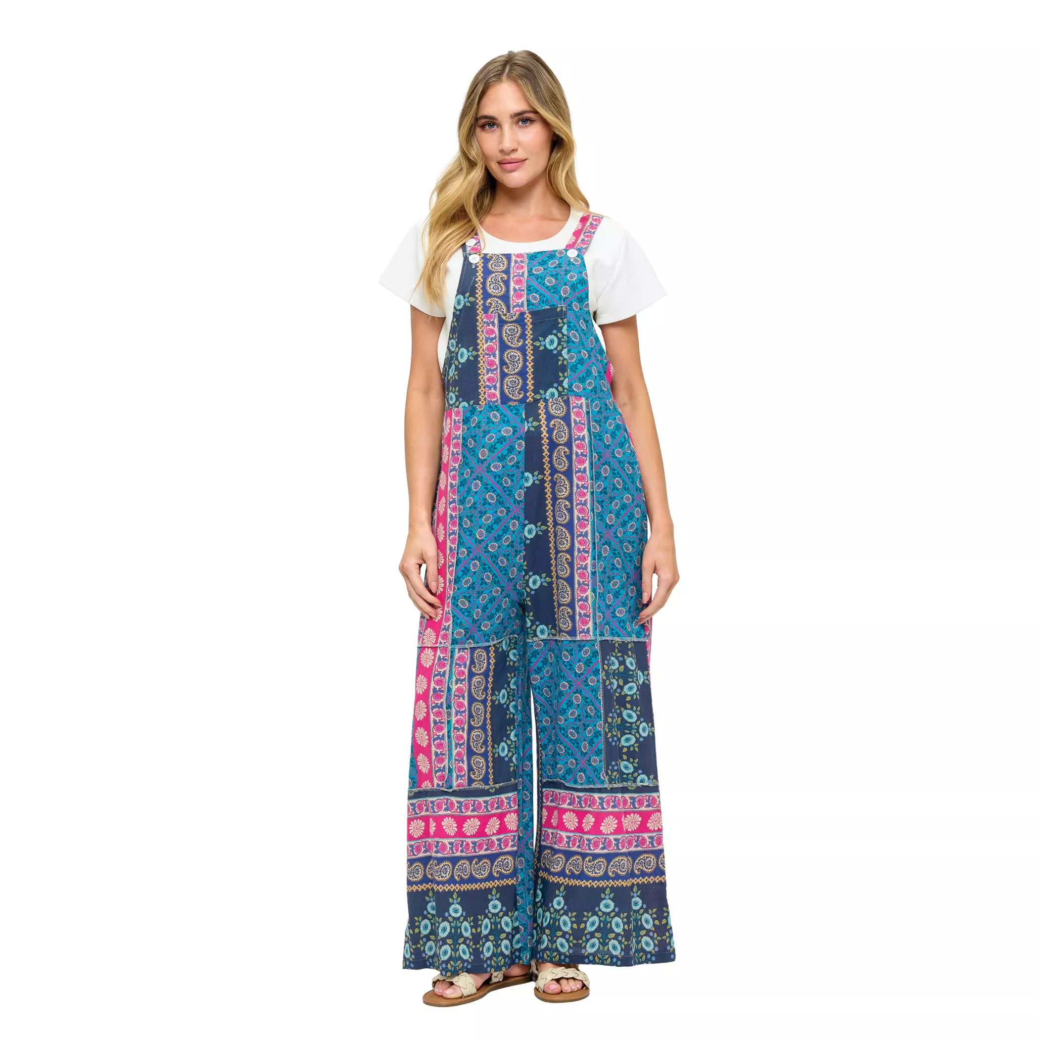 Boho Overall Patchwork Striped Floral