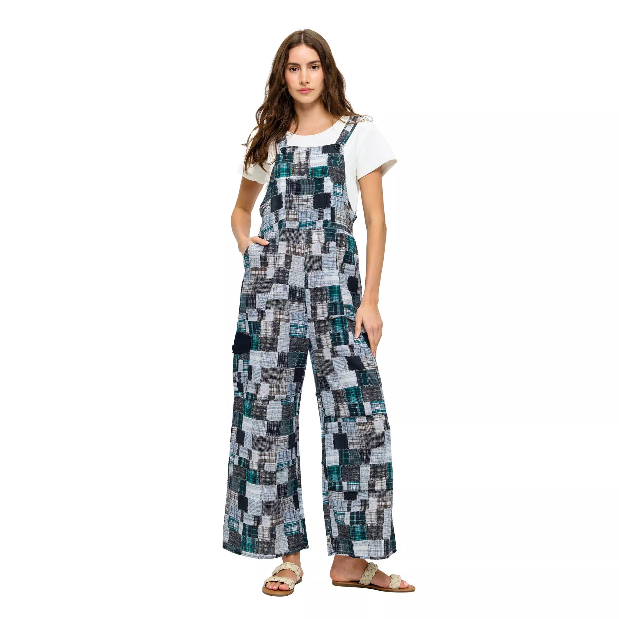Boho Patchwork Print Overall