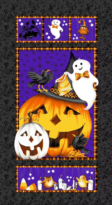 Boo Whoo! (Glow) in Panel Multi by Henry Glass Fabrics 1251PG-93