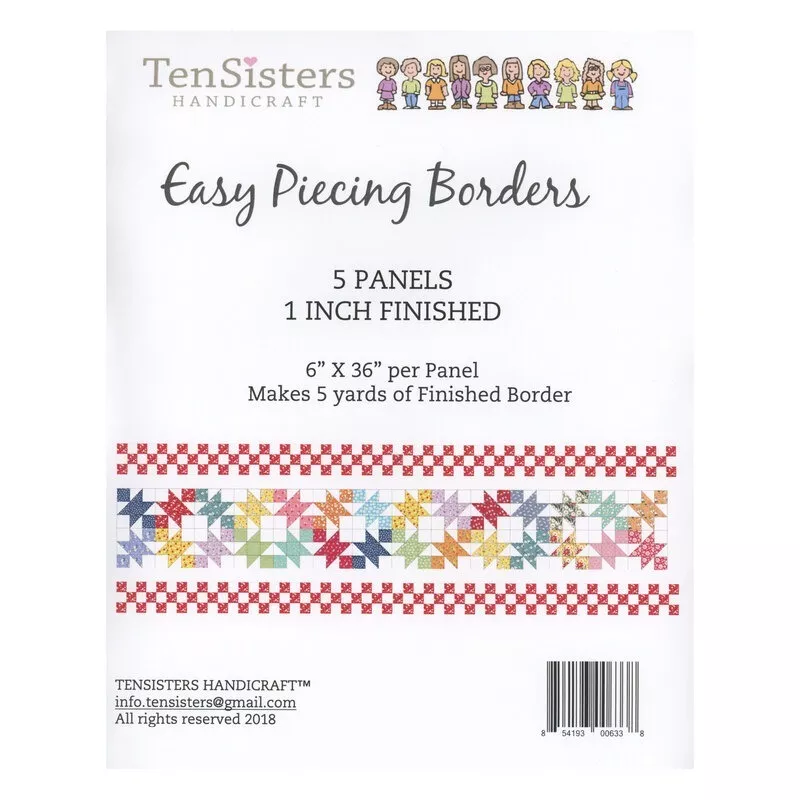 Border Panels - 1 Inch Finished (6x36 Squares) Package w/ Directions (5 Panel) - Ten Sisters