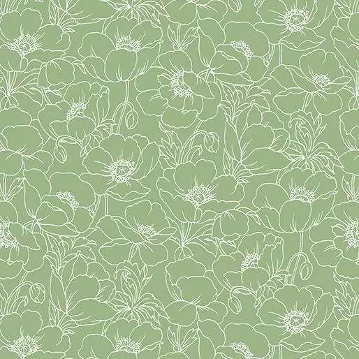 BTX Amazing Poppies 623-40 Green - Cotton Fabric