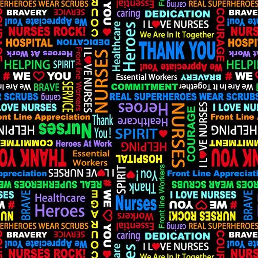 BTX We Appreciate You 12429-12 Black - Cotton Fabric
