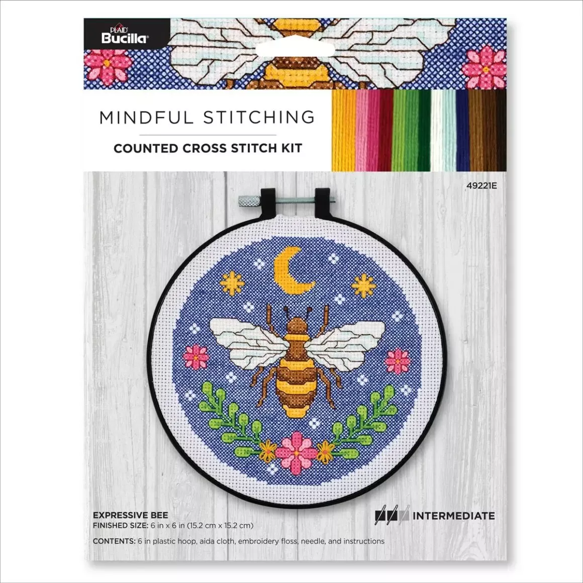 Bucilla Mindful Stitching Counted Cross Stitch Kit-Expressive Bee