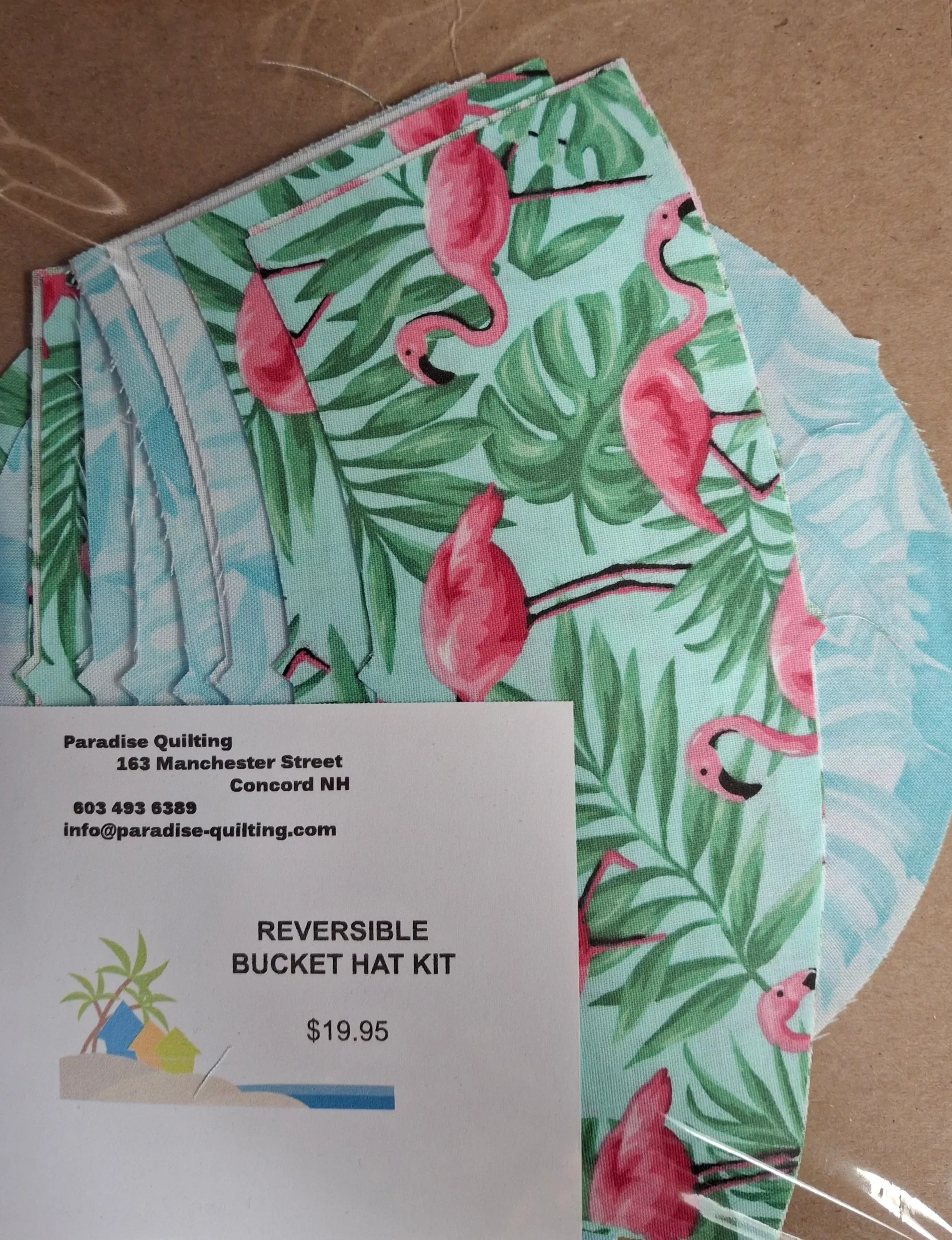 Bucket Hat Kit - Flamingos - Reversible