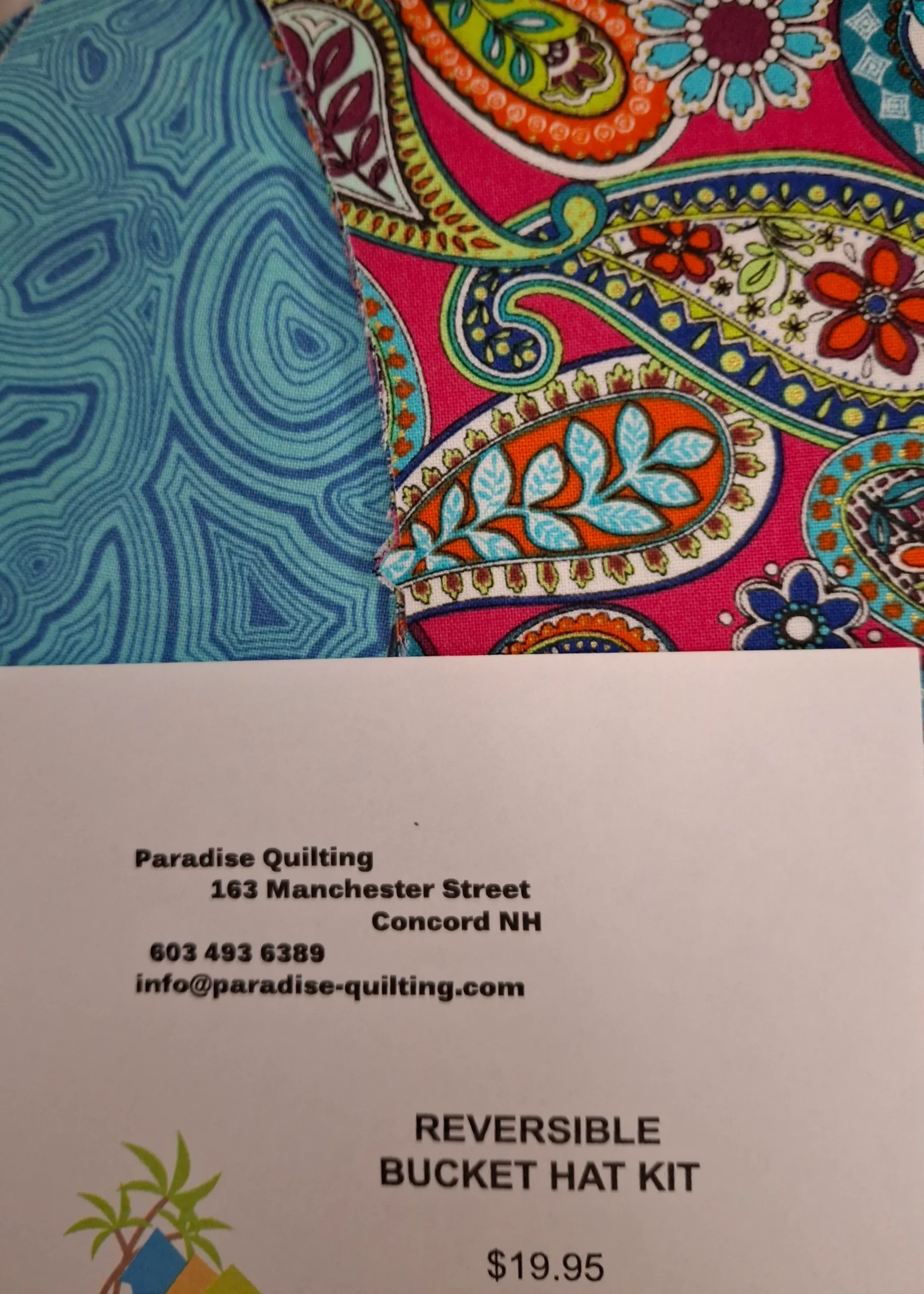 Bucket Hat Kit - Paisley and Teal Mineral by Tula - Reversible