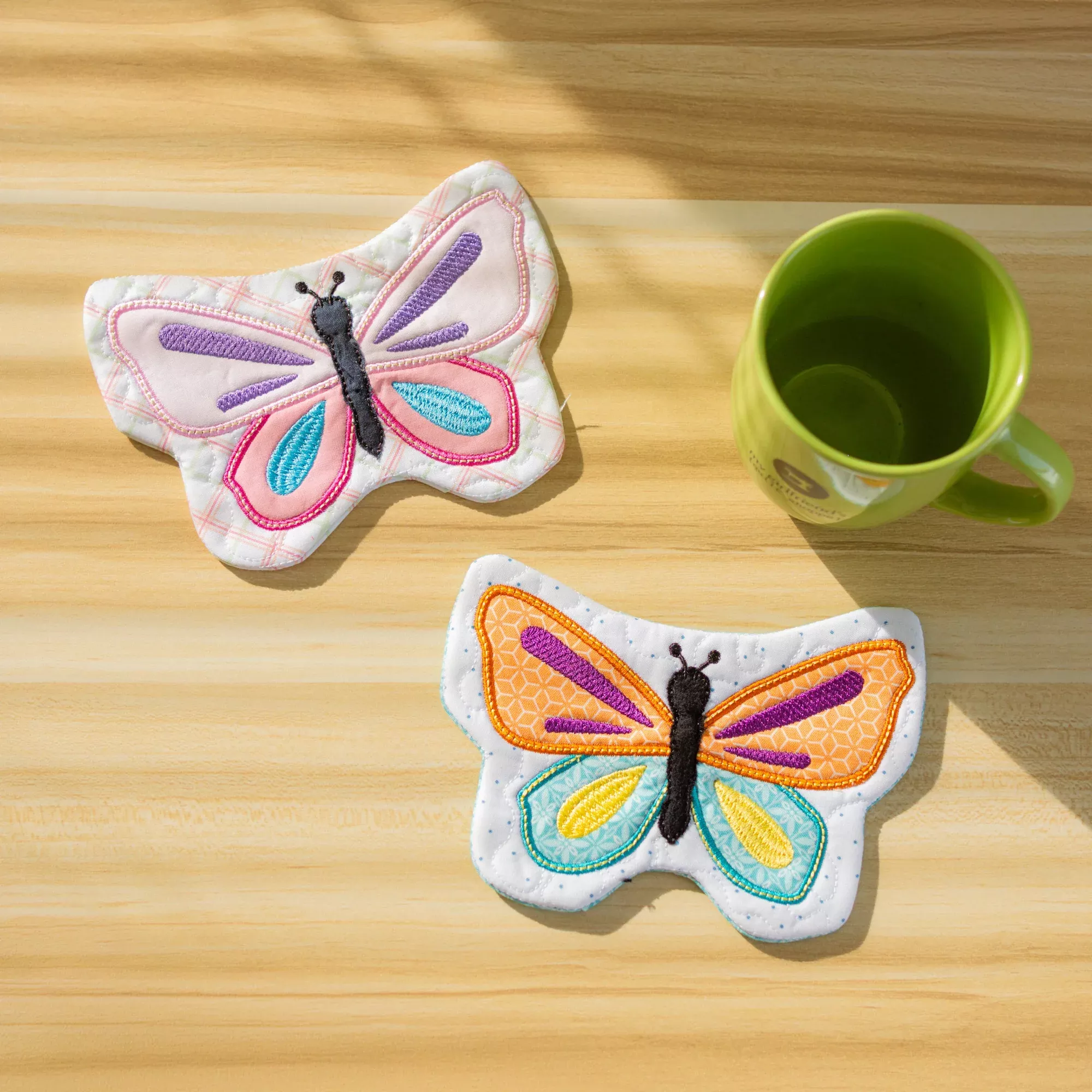 Butterfly Mug Rug (Downloadable Sewing and Machine Embroidery Pattern)
