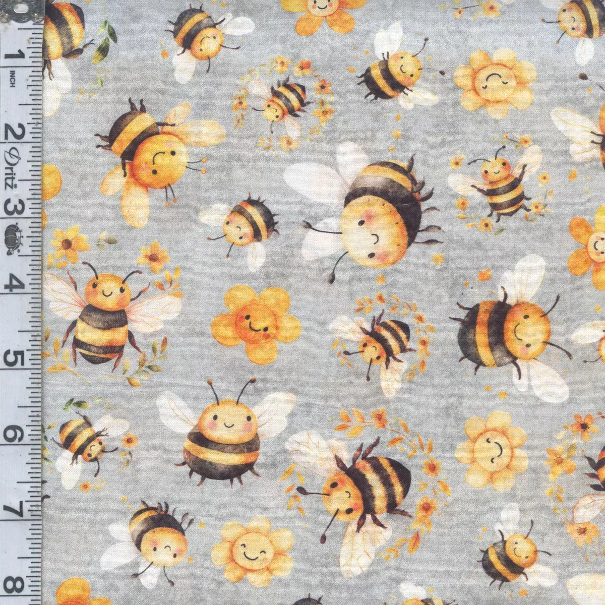 Buzz, Buzz, Buzz - Bee & Floral Toss Light Gray