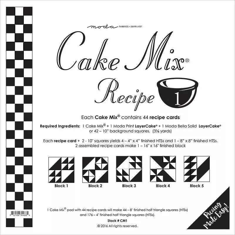 Cake Mix Recipe #1 Pattern Pad from Moda Fabrics
