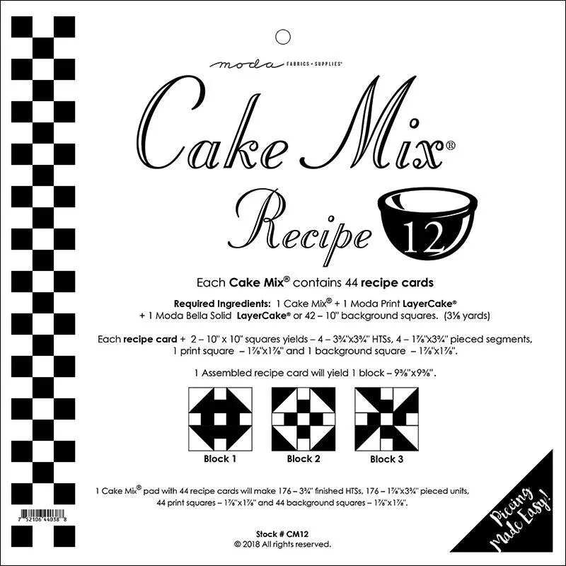 Cake Mix Recipe #12 Pattern Pad from Moda Fabrics