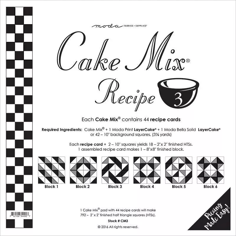 Cake Mix Recipe #3 Pattern Pad from Moda Fabrics