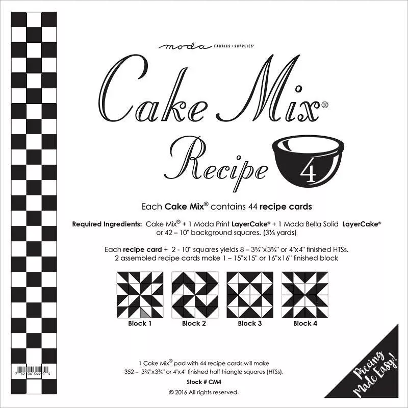 Cake Mix Recipe #4 Pattern Pad from Moda Fabrics