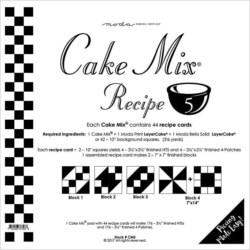 Cake Mix Recipe #5 Pattern Pad from Moda Fabrics