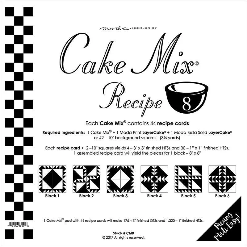 Cake Mix Recipe #8 Pattern Pad from Moda Fabrics