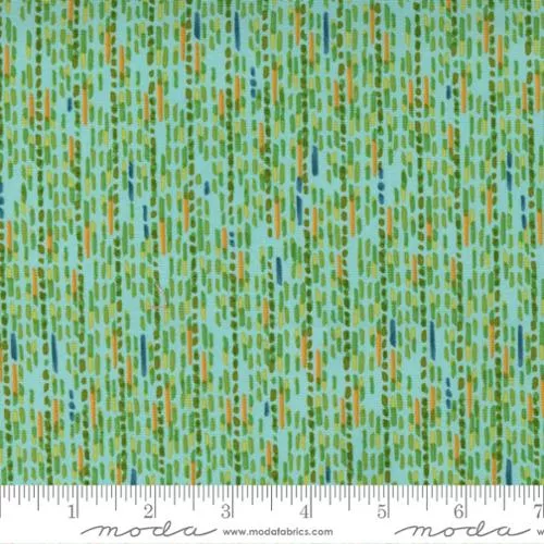 Carolina Lilies Dashed Stripe Lines- Aqua 1 Yard Cut