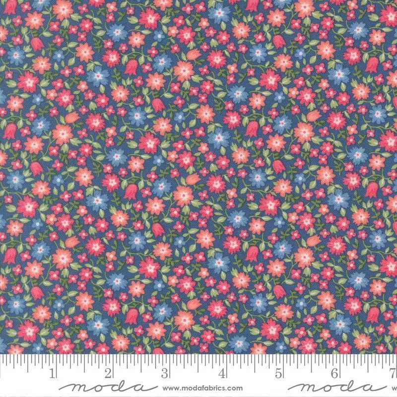 A Cat Named Stitch - Moda - Sea - Tiny Floral 55342-14