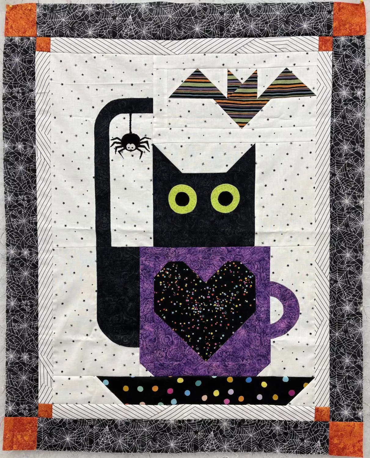 CatBOOccino Quilt SAMPLE - PIECED TOP 24" x 30" incl binding