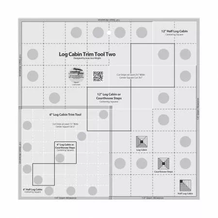 CGR Log Cabin Trim Tool Two 6" & 12" Blocks Quilt Ruler