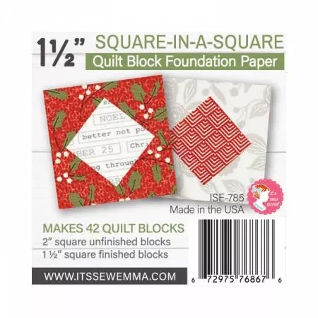 CHK 1.5in Square in a Square Quilt Block Foundation Paper # ISE-785
