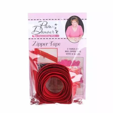 CHK Reversible Coil Zipper Tape With 8 Slides Red - ENR-R