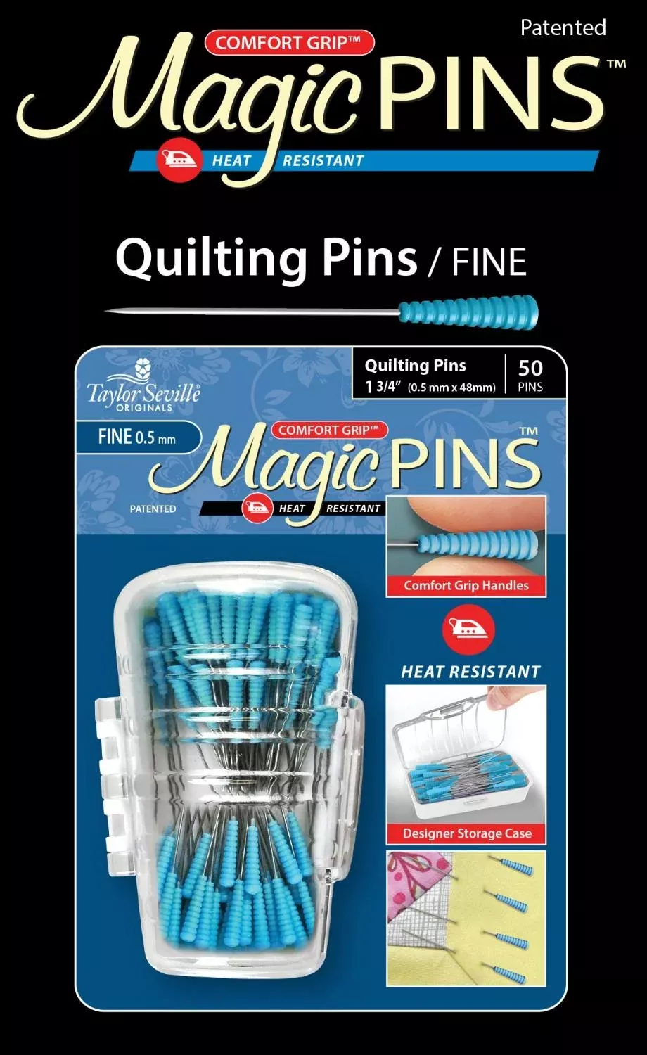 CHK Taylor Seville Original Magic Pins Quilting Fine 50pc - 219560 - Needles, and Pins