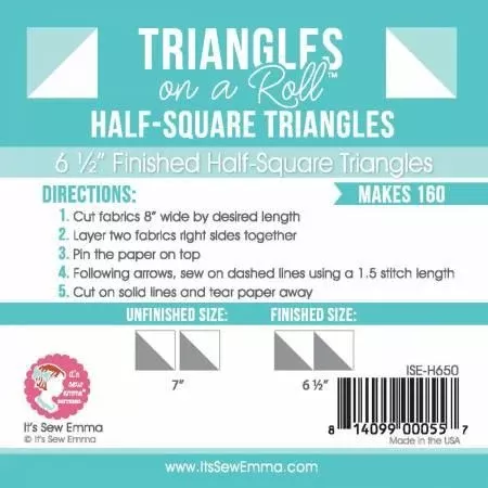 CHK Triangles on a Roll 6-1/2" Half Square 50ft Roll # ISE-H650
