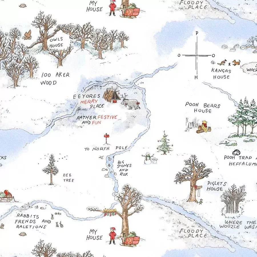 Christmas at Pooh Corner Minky Frosted Acre Wood Snow