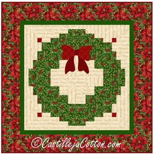 Christmas Log Cabin Wreath Pattern by Castilleja Cotton