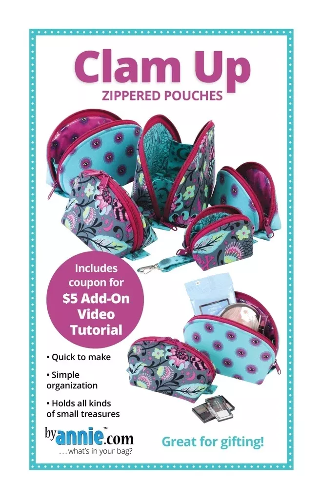 Clam Up Zippered Pouches Pattern