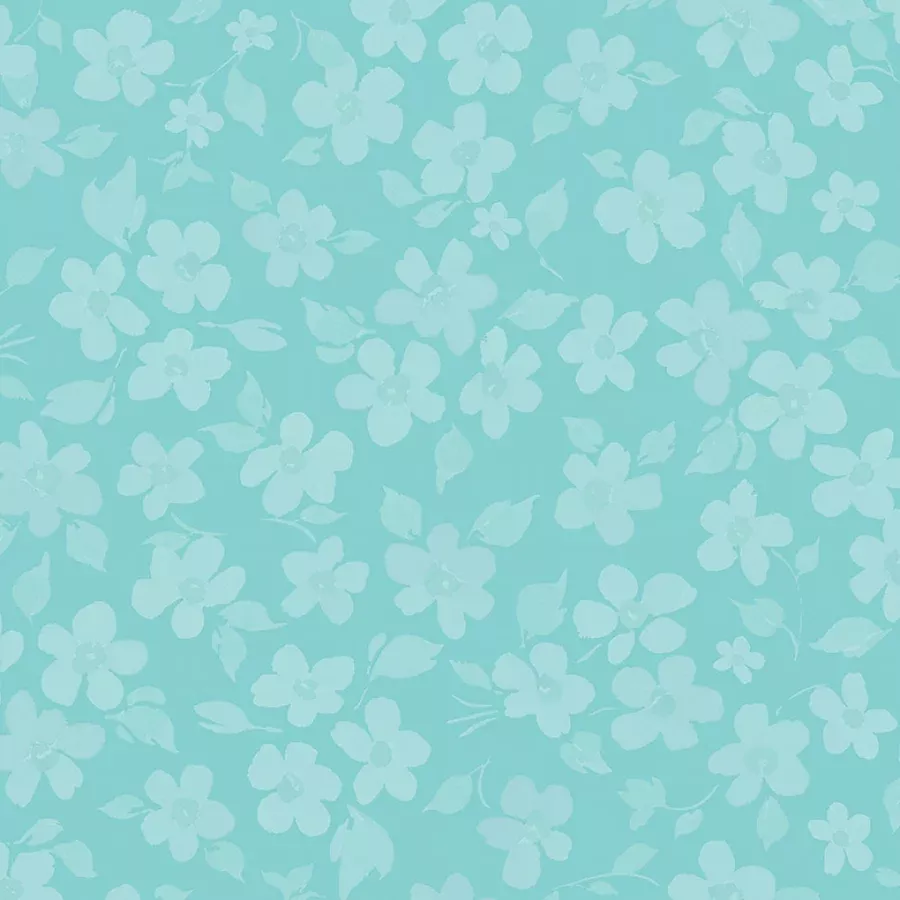 Clothworks Berry Sweet Tonal Small Floral Dark Aqua 1 Yard Cut