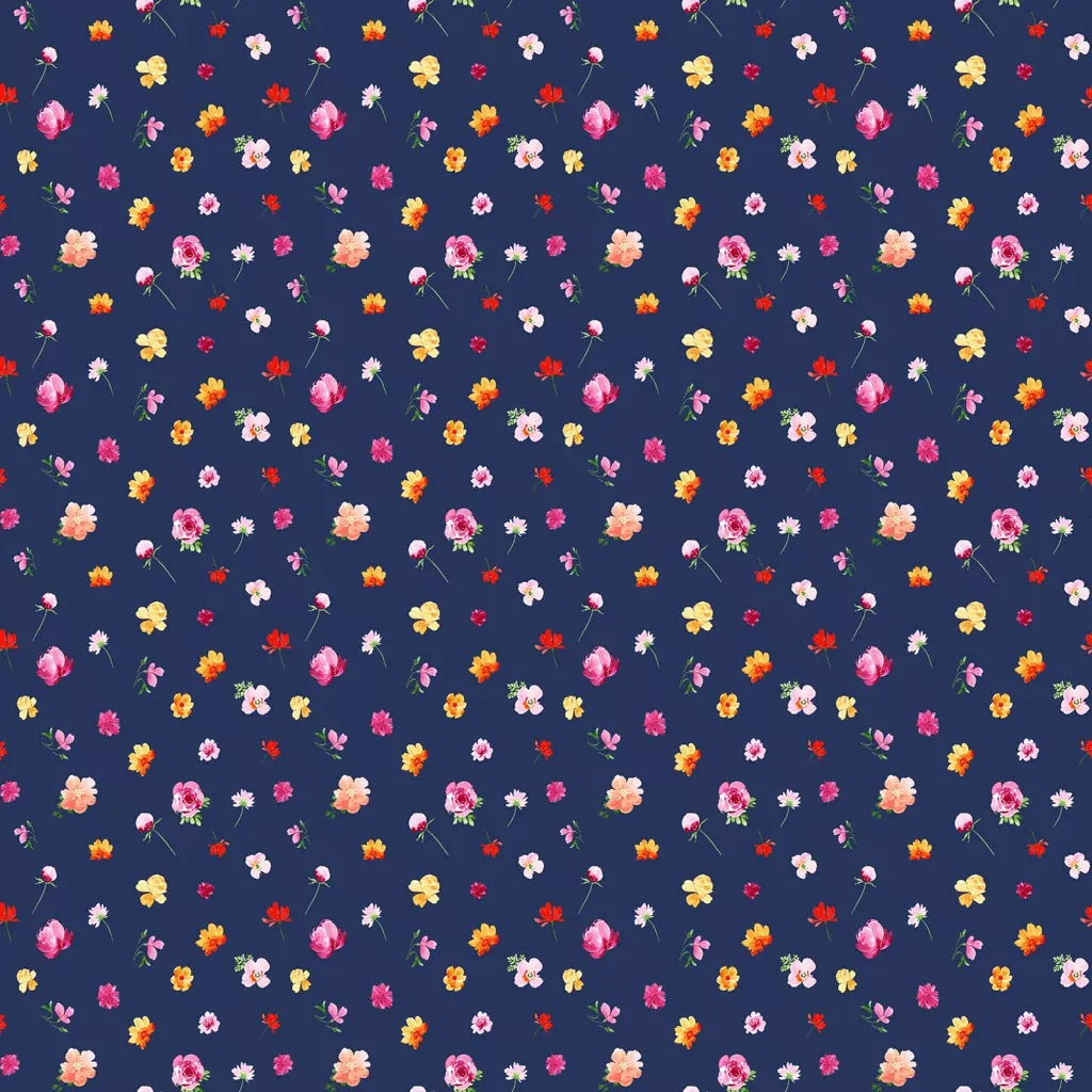 Clothworks Flourish Ditsy Floral Navy Fabric