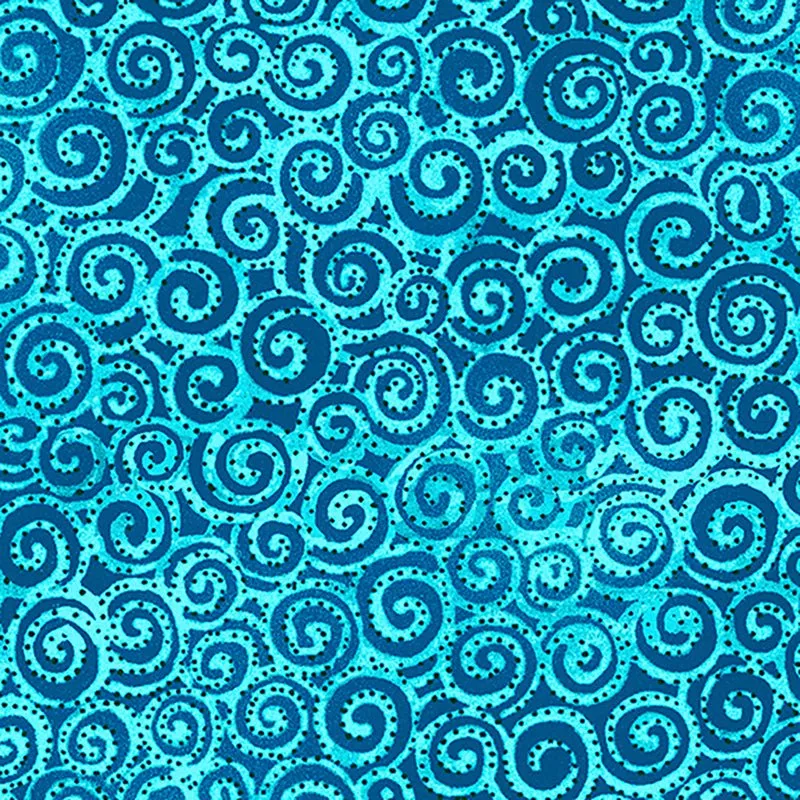 Clothworks Laurel Burch Basic Swirl Aqua – Remnant 21″ × 44″
