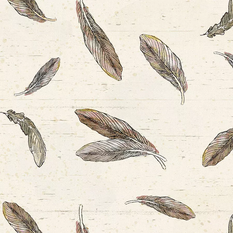 Clothworks Wildwood Feathers Light Brown 1 Yard Cut