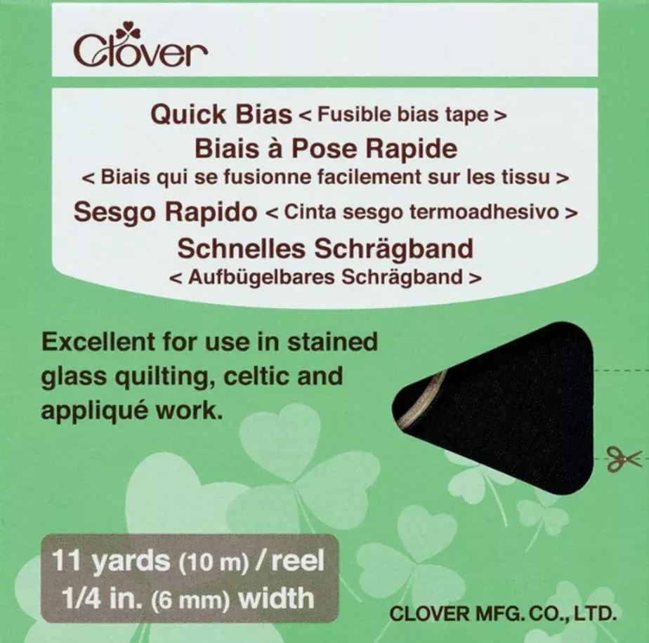 Clover - Black Fusible Quick Bias 1/4" (11yd Pkg.)